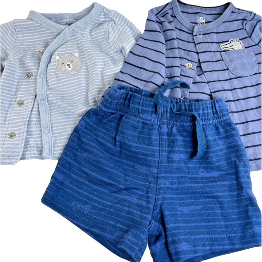 Carter's Just One You Baby Boy 3M Outfit Set Blue Striped Bear Gator